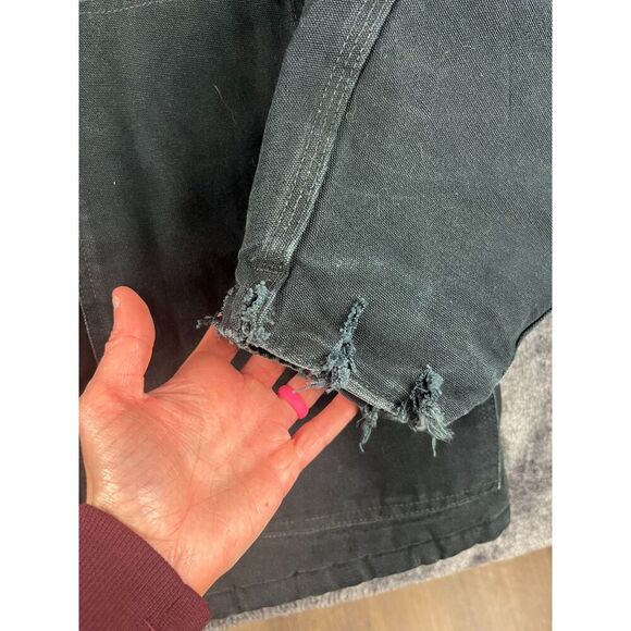 Vtg Carhartt Canvas Removable Hood Navy Blue Full Zip Jacket Quilt Lined XL/XXL - Picture 4 of 14